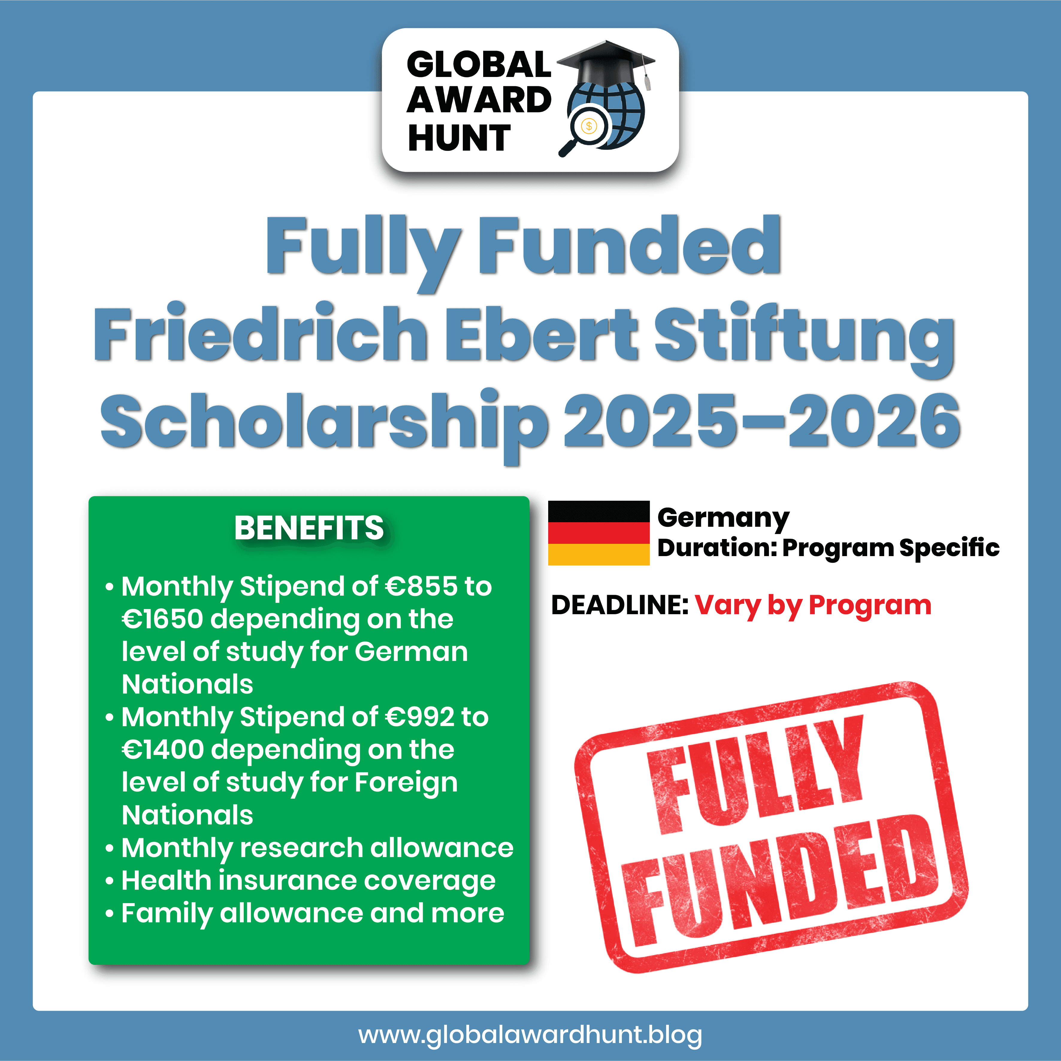 Featured image for Fully Funded Friedrich Ebert Stiftung Scholarship 2025–2026 in Germany